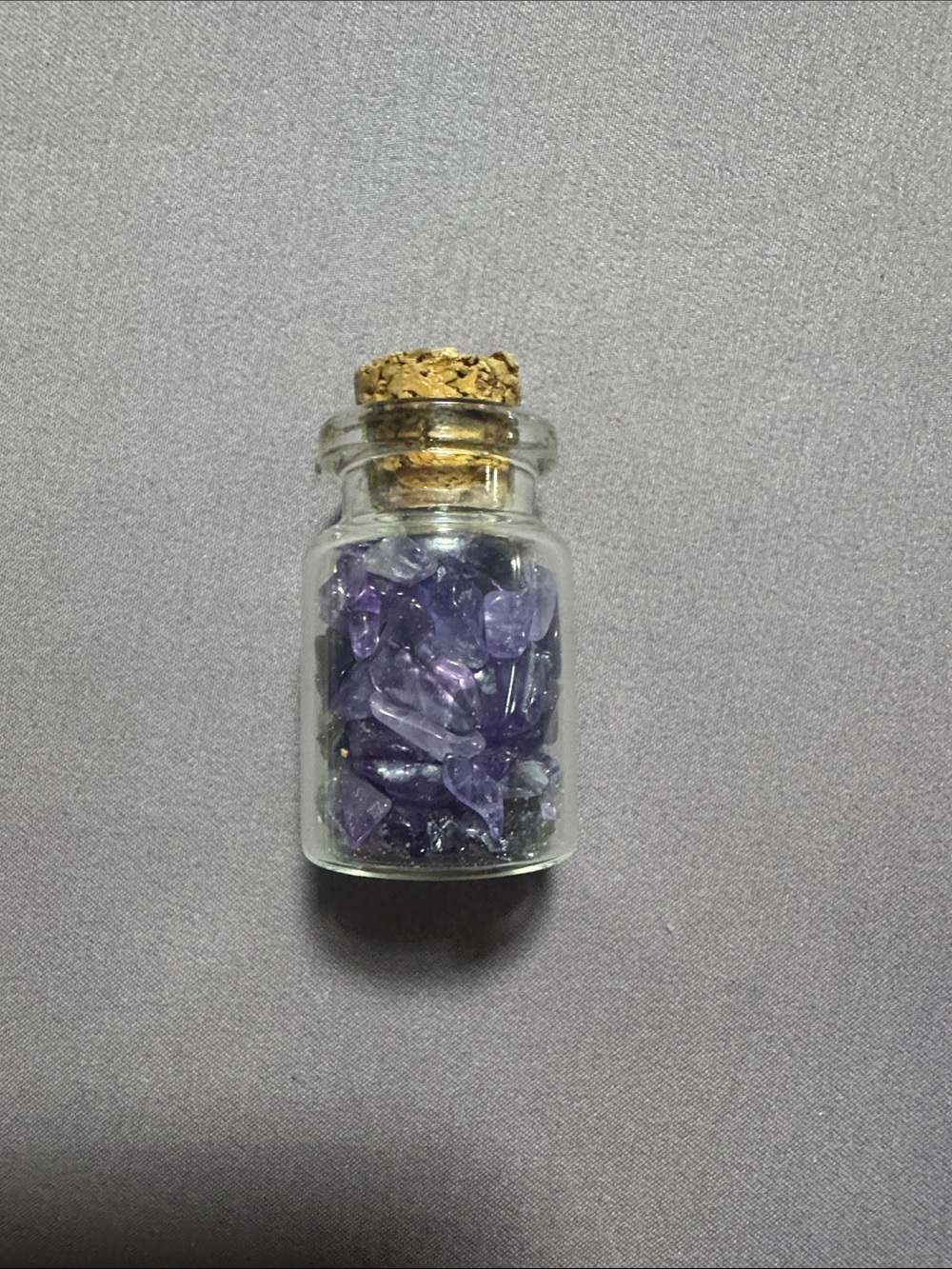 Mini Glass Vial Filled with amethyst crystal Chips
